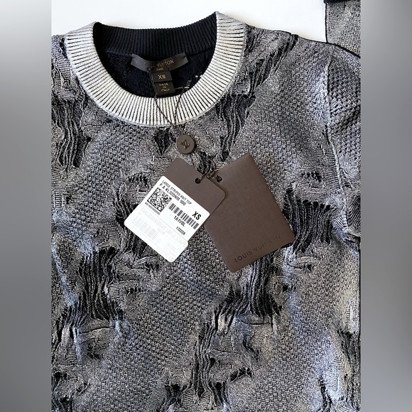 NWT LUXE LOUIS VUITTON METALLIC SILVER & BLACK KNIT TOP SWEATER SHIRT SIZE XS - Picture 7 of 9